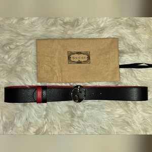 New GUCCI Interlocking G's REVERSIBLE LEATHER BELT